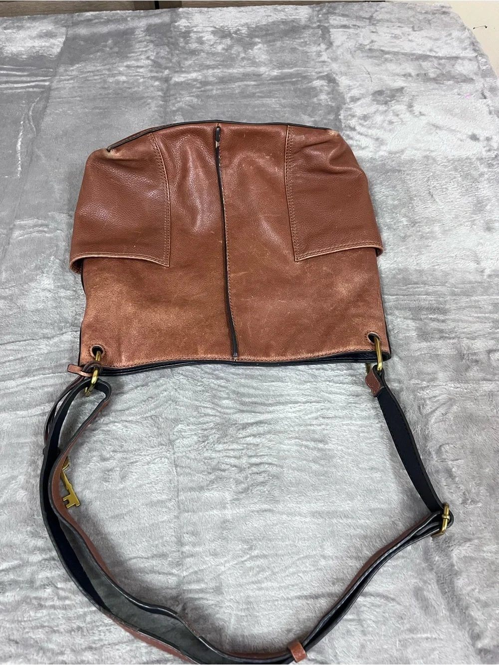 Fossil Brown Leather Shoulder Tote Bag
